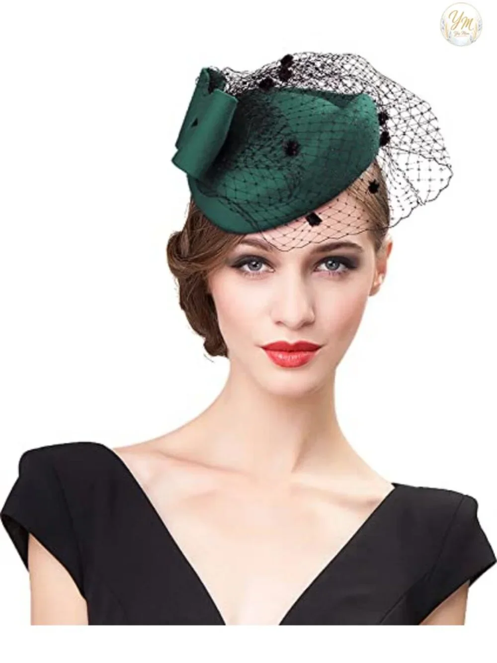 Wool Felt Pillbox Hat Fascinator Beret with Veil Flower Derby Church Wedding